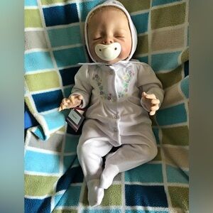 REBORN Lifelike Baby Doll with White Outfit and Pacifier